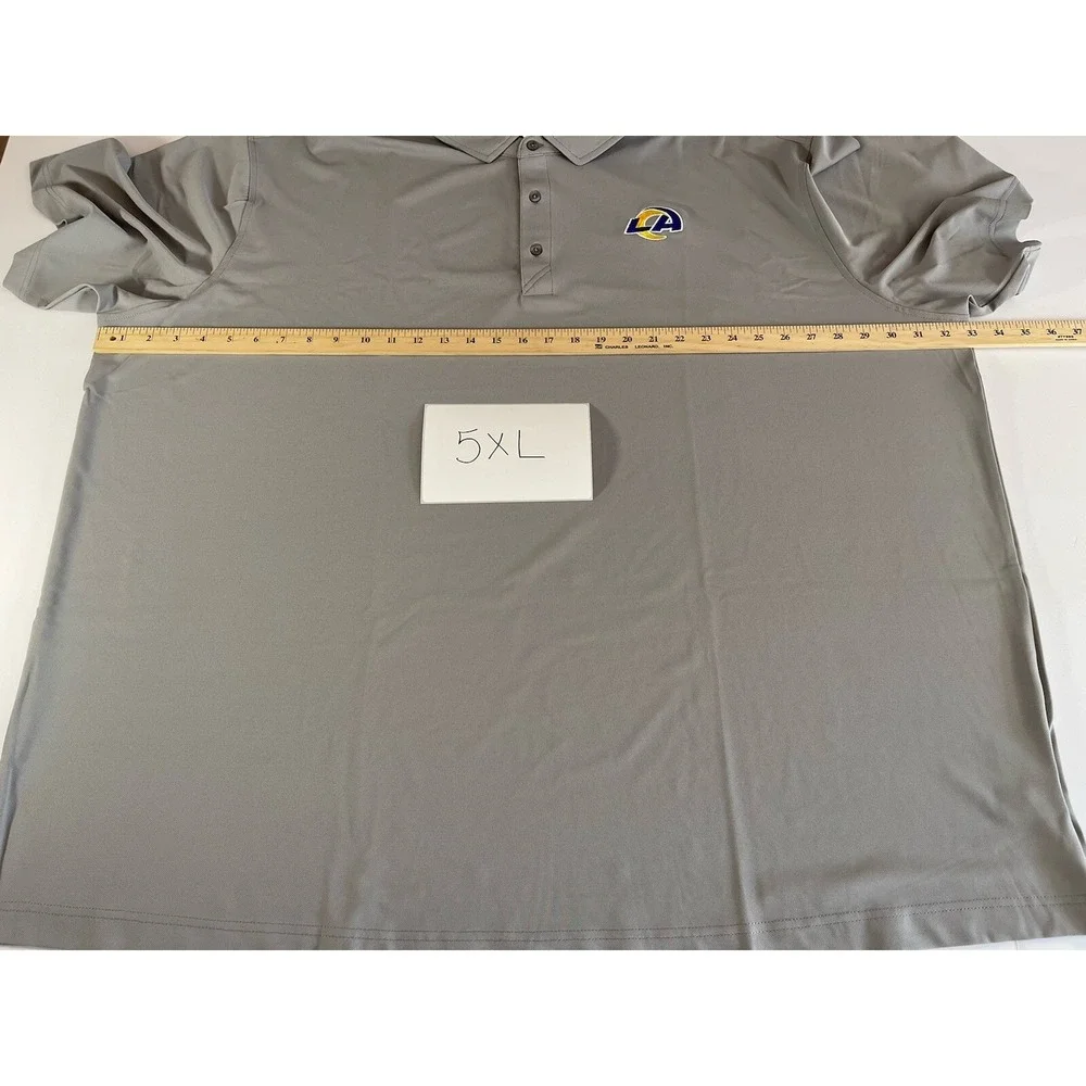 Los Angeles Rams Men's Big & Tall Virtue Eco Pique Polo Shirt Gray 5XL